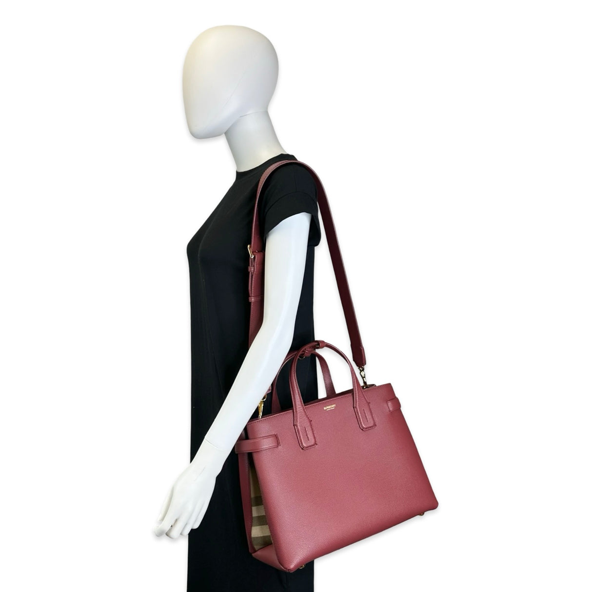 Calfskin Medium Banner Check Tote