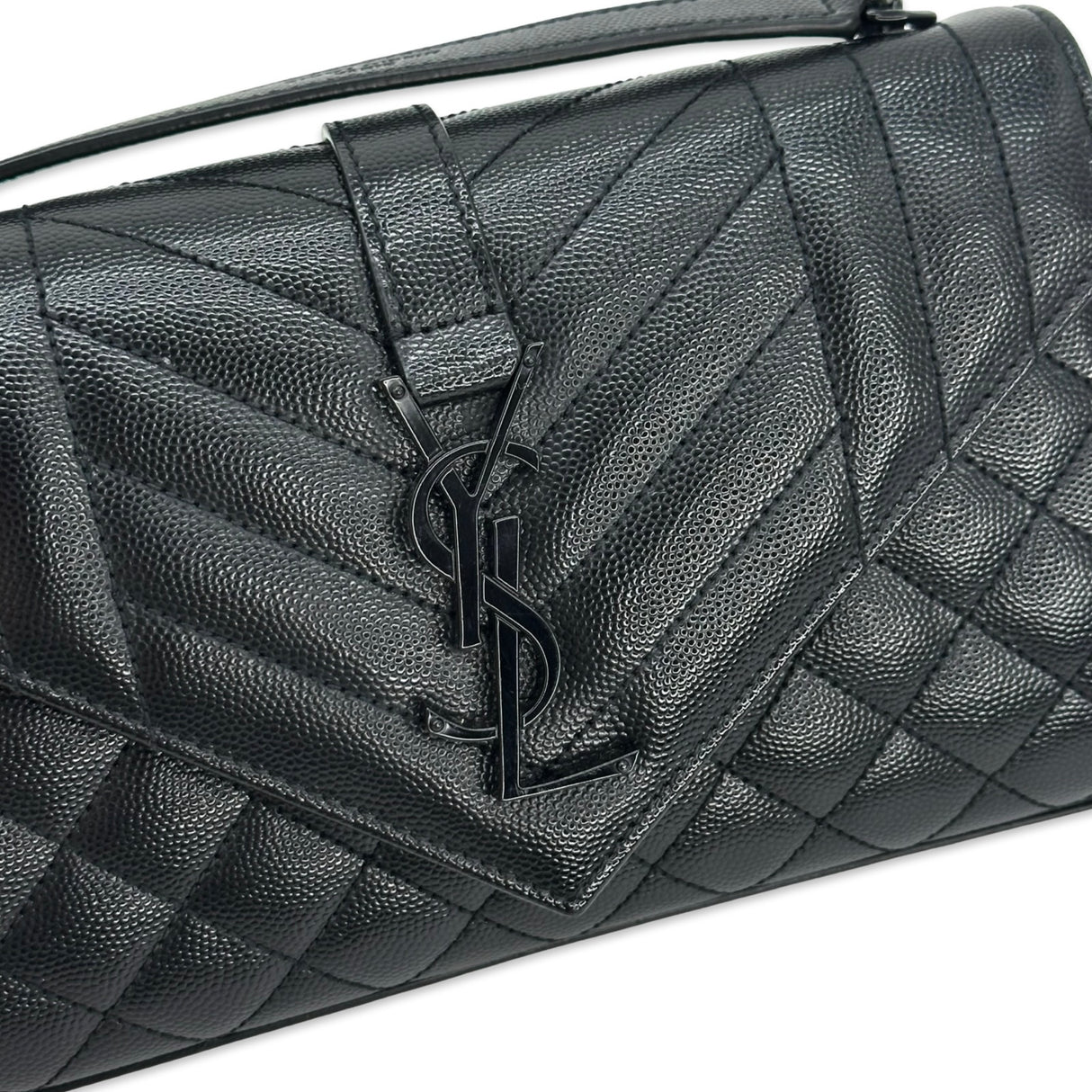 SAINT LAURENT: Grain de Poudre Triquilt Envelope Chain Wallet