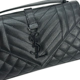 SAINT LAURENT: Grain de Poudre Triquilt Envelope Chain Wallet