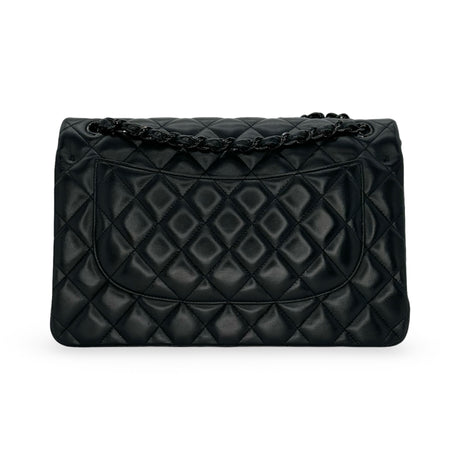 CHANEL: Quilted Lambskin So Black Jumbo Classic Double Flap