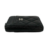CHANEL: Quilted Caviar Vertical Zip Card Holder Wallet
