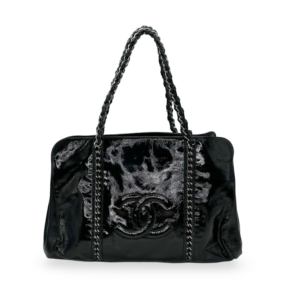 CHANEL: Patent Leather Large Luxe Linge Tote