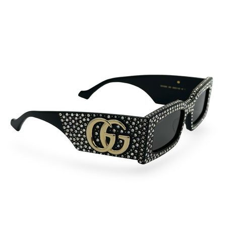 GUCCI: Crystal GG Rectangle Sunglasses