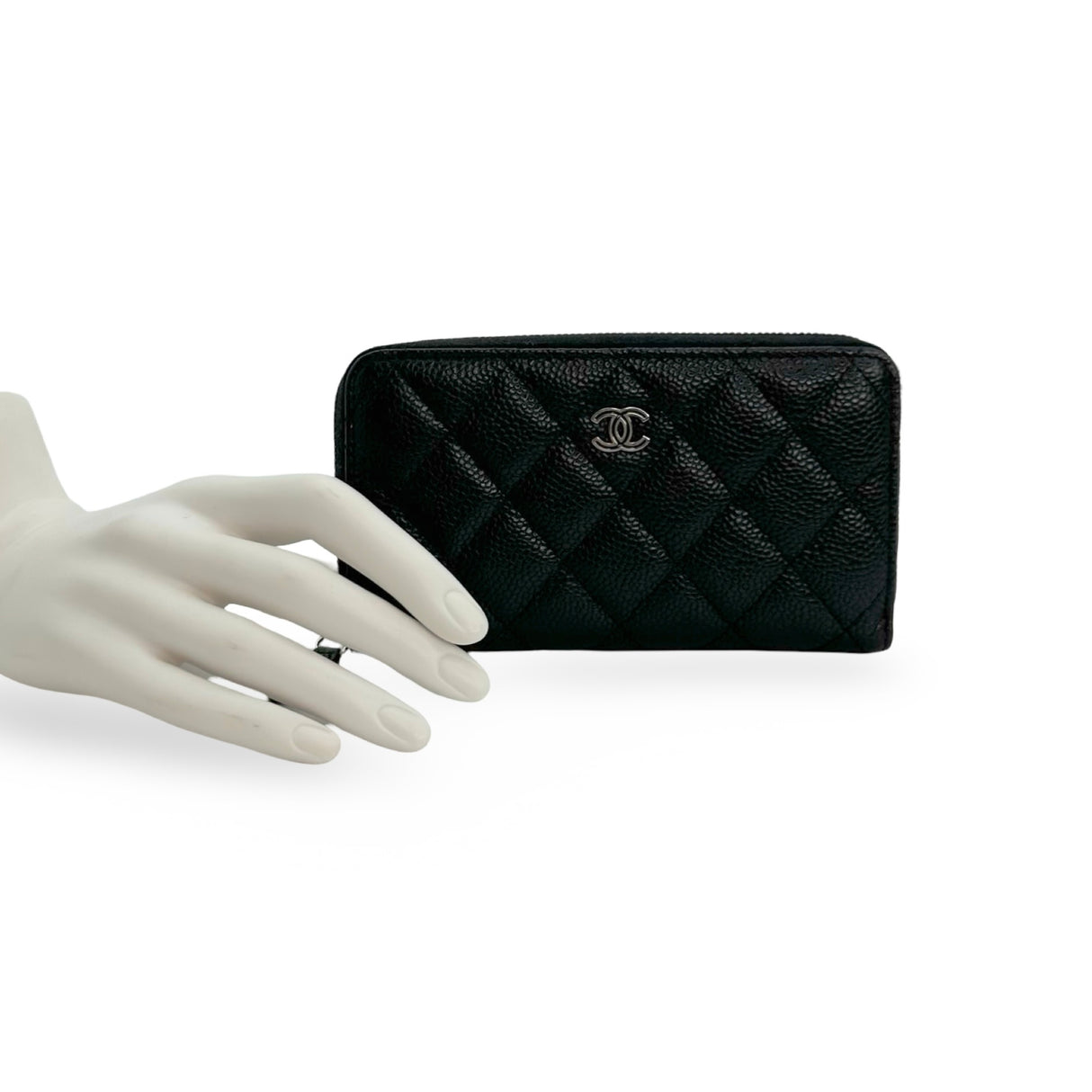 CHANEL: Quilted Caviar Medium Zip Around Wallet