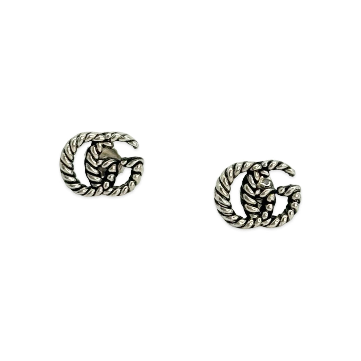GUCCI: Sterling Silver GG Marmont Stud Earrings