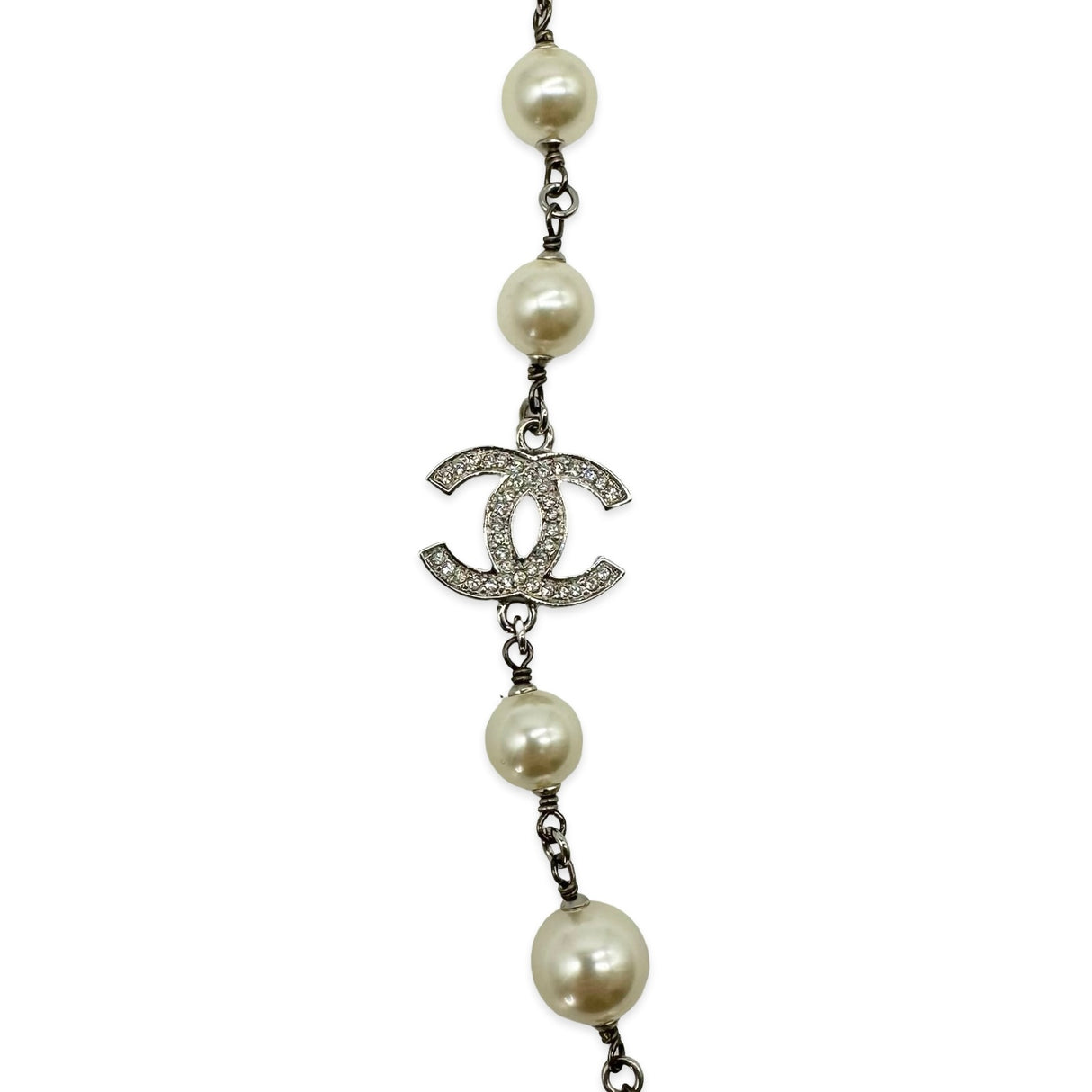 CHANEL: Crystal CC Beaded Long Necklace