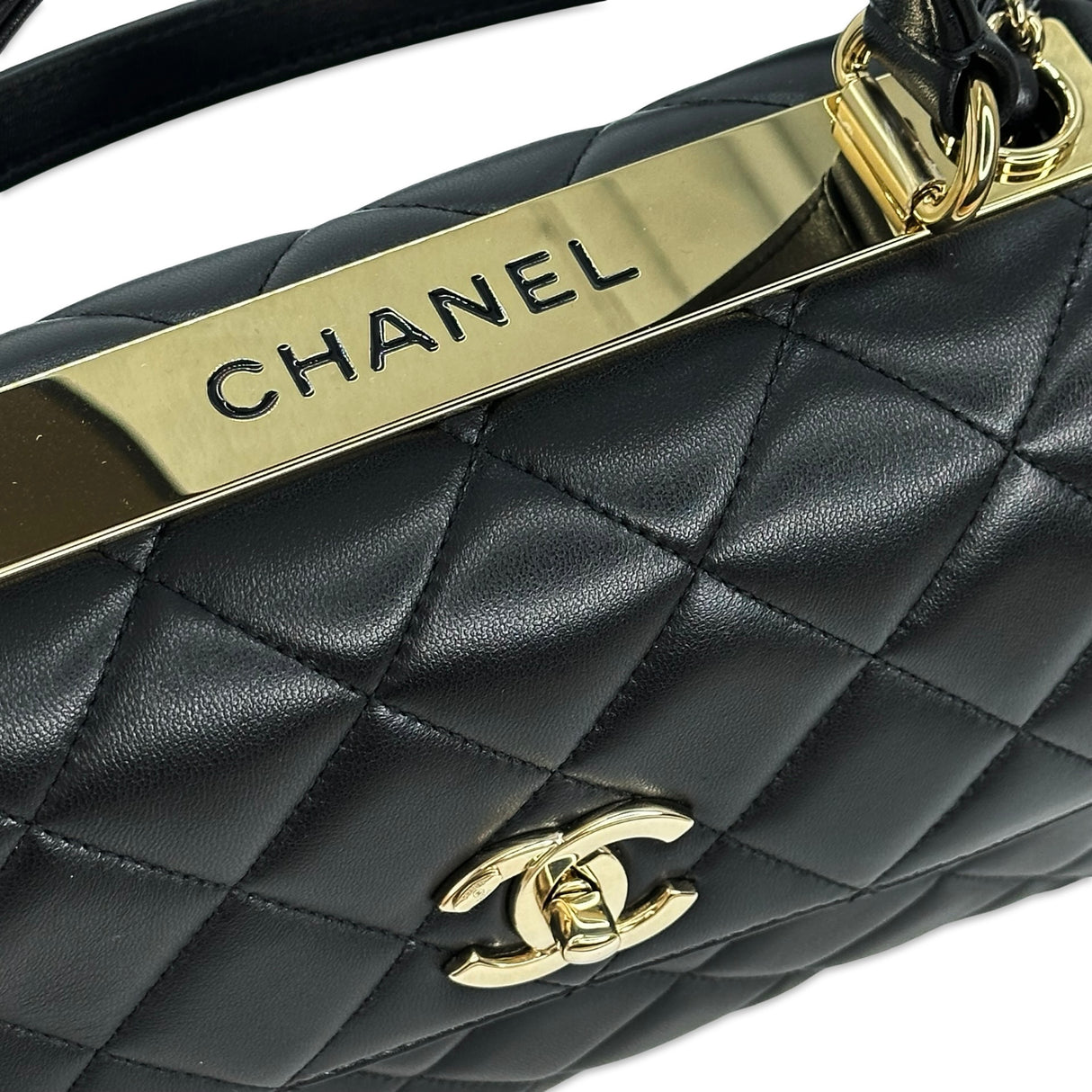 CHANEL: Quilted Lambskin Small Trendy Top Handle Flap Bag
