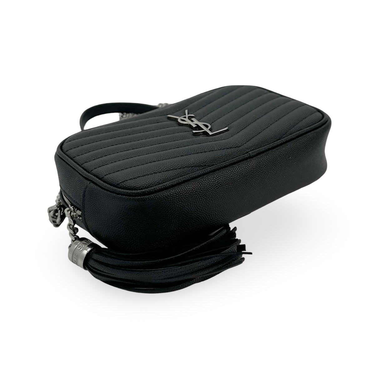 SAINT LAURENT: Quilted Grain de Poudre Mini Lou Camera Bag