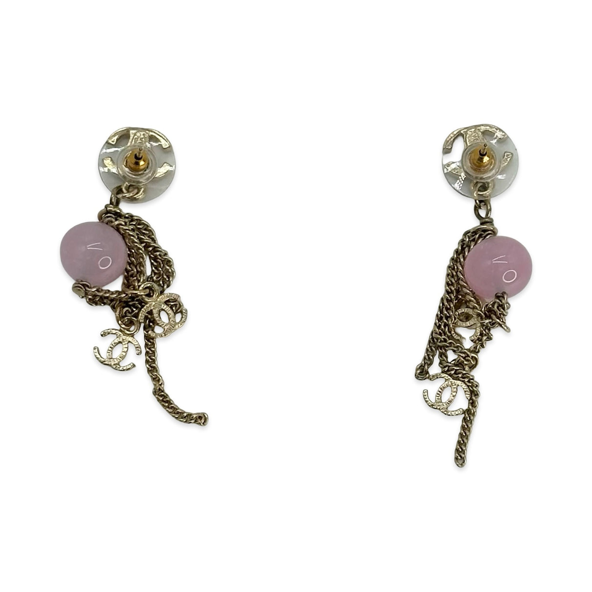 CHANEL: CC Bead Chain Drop Earrings