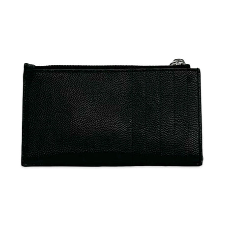 SAINT LAURENT: Quilted Grain de Poudre Fragments Zip Card Case