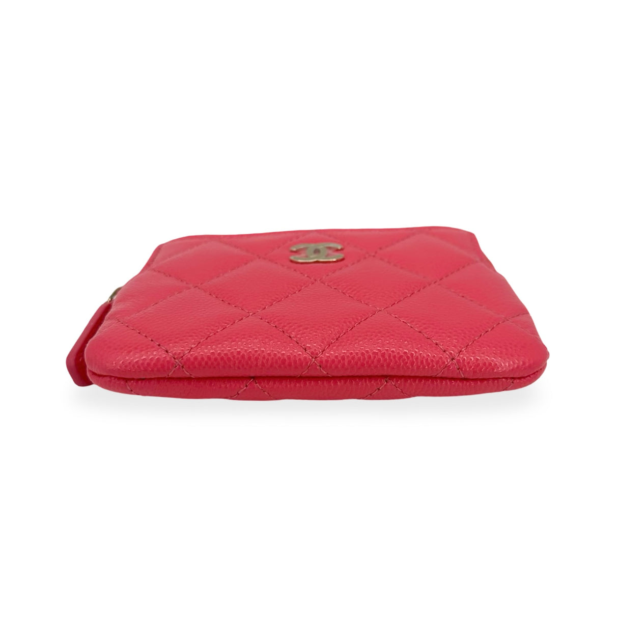 CHANEL: Quilted Caviar Compact Zip Wallet