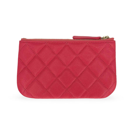 CHANEL: Quilted Caviar Small O Case Zip Pouch