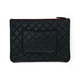 CHANEL: Quilted Caviar Large O Case Zip Pouch