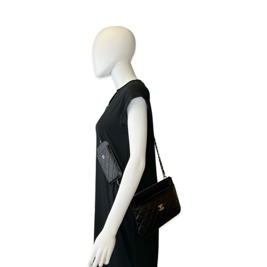 Chanel Quilted Lambskin Trio Pouch Utility Crossbody