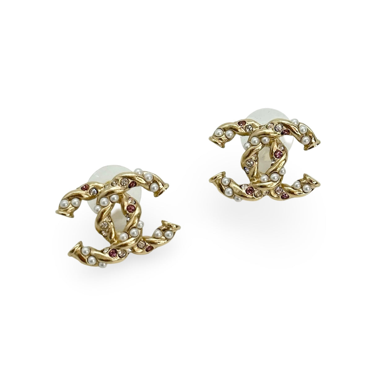 CHANEL: CC Twisted Stud Earrings