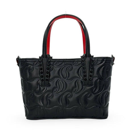 CHRISTIAN LOUBOUTIN: Embossed Lambskin Spiked Mini Cabata Tote