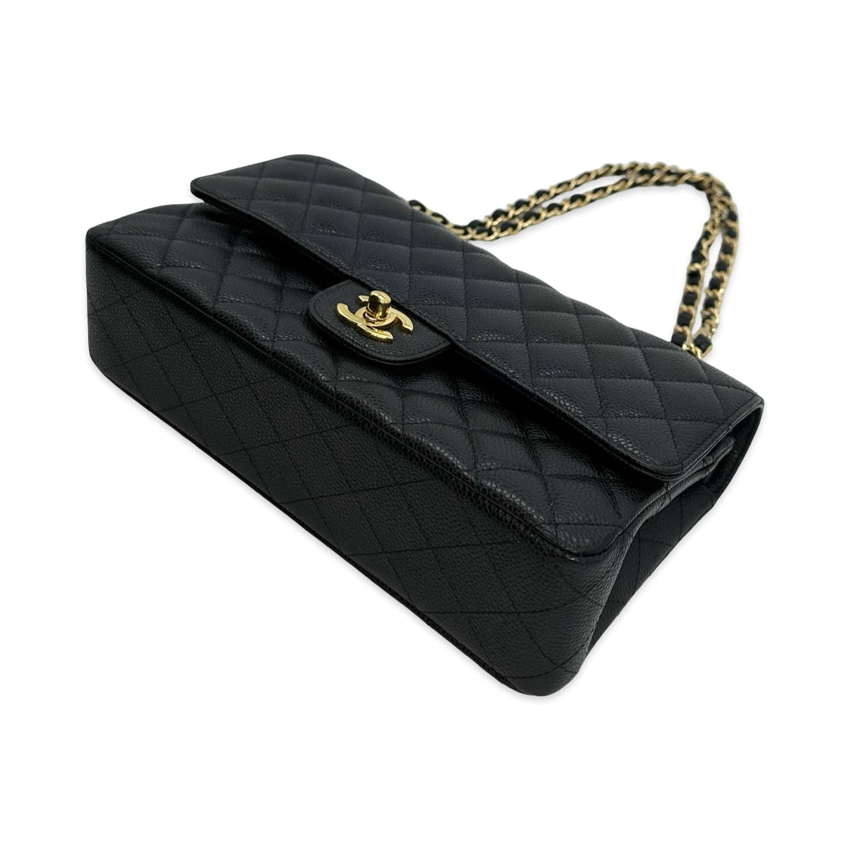 Quilted Caviar Medium Classic Double Flap