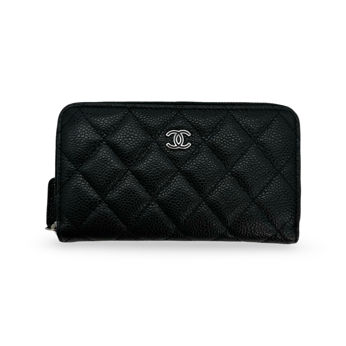 CHANEL: Quilted Caviar Medium Zip Around Wallet