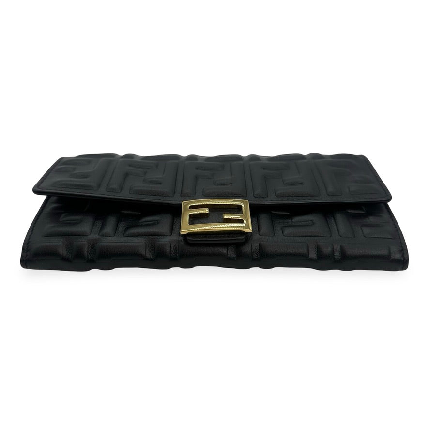 FENDI: FF Embossed Baguette Continental Wallet with Chain