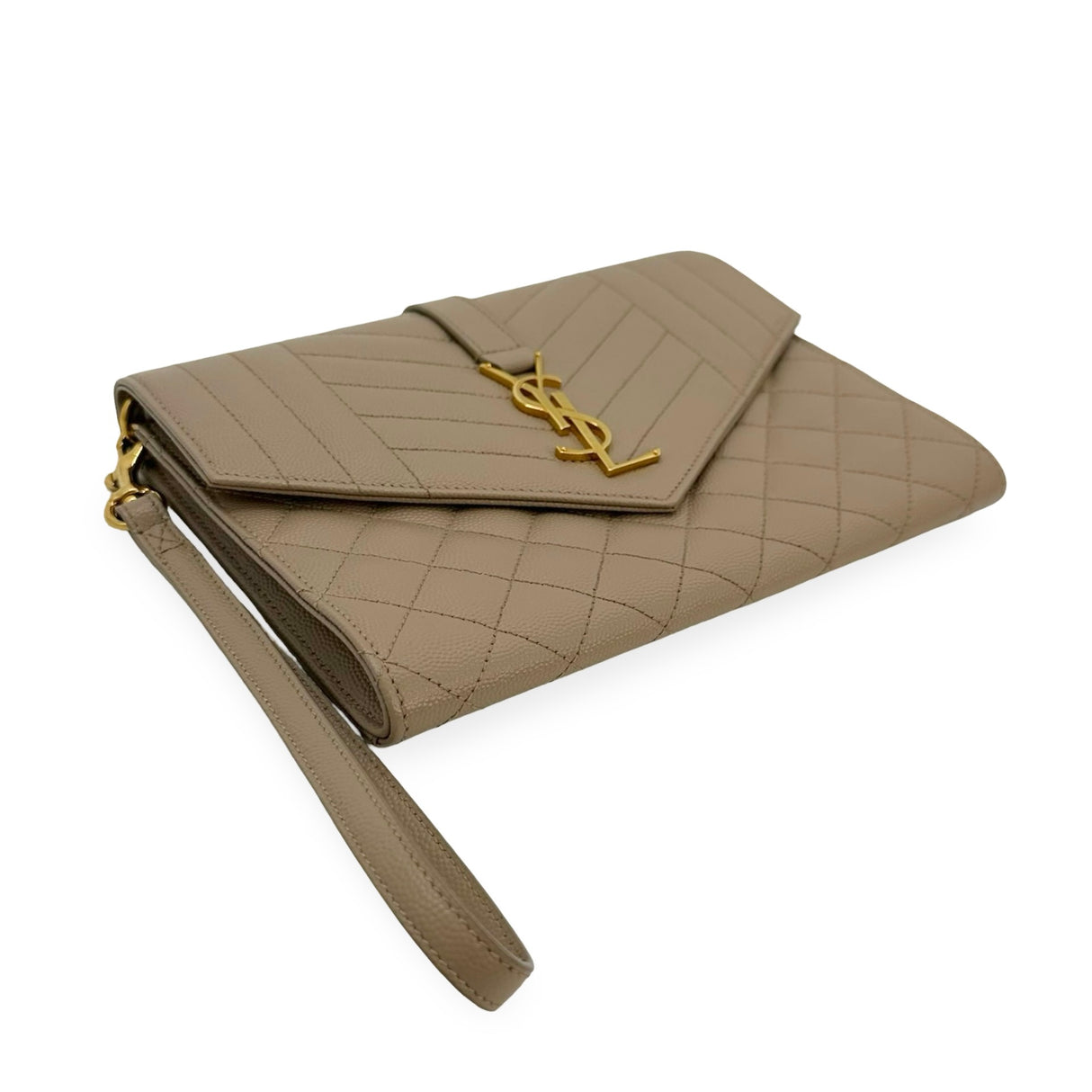 SAINT LAURENT: Grain de Poudre Triquilt Envelope Clutch