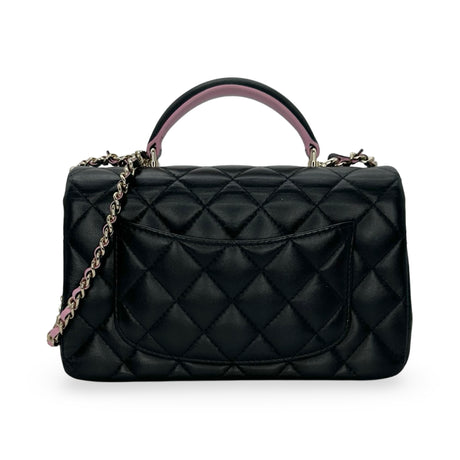 CHANEL: Quilted Lambskin Bi-Color Mini Top Handle Flap Bag