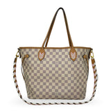 LOUIS VUITTON: Damier Azur Braided Strap Neverfull MM