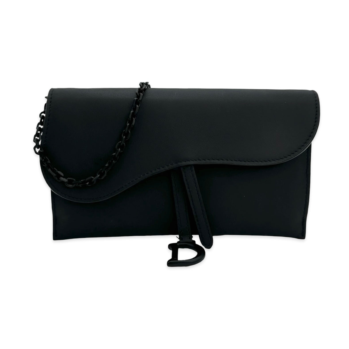 CHRISTIAN DIOR: Ultramatte Long Saddle Wallet with Chain