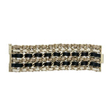 CHANEL: Leather Woven Chain and Pearl Bracelet