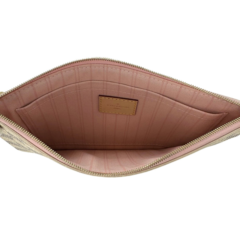 LOUIS VUITTON: Damier Azur Neverfull Pochette – Luv Luxe Scottsdale