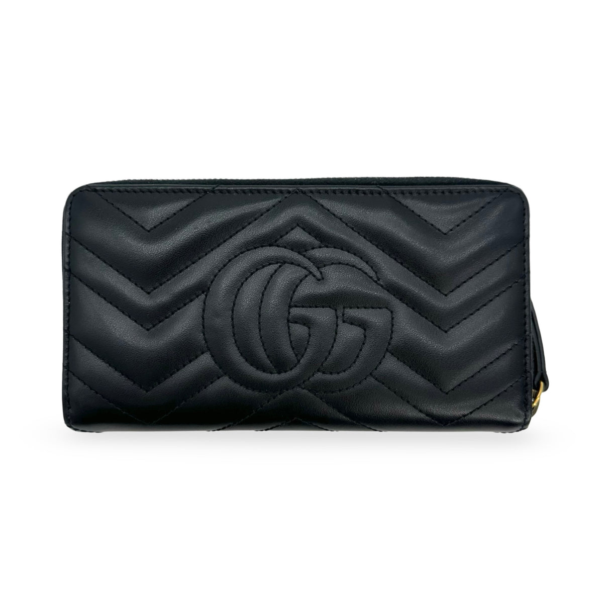 GUCCI: Quilted Leather GG Marmont Zip Around Wallet