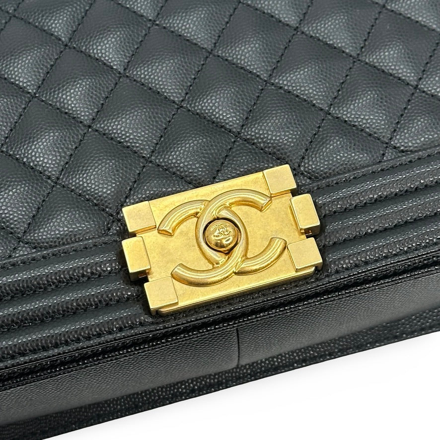CHANEL: Quilted Caviar Old Medium Boy Bag