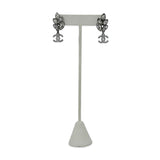 CHANEL: Crystal Leaf CC Drop Earrings