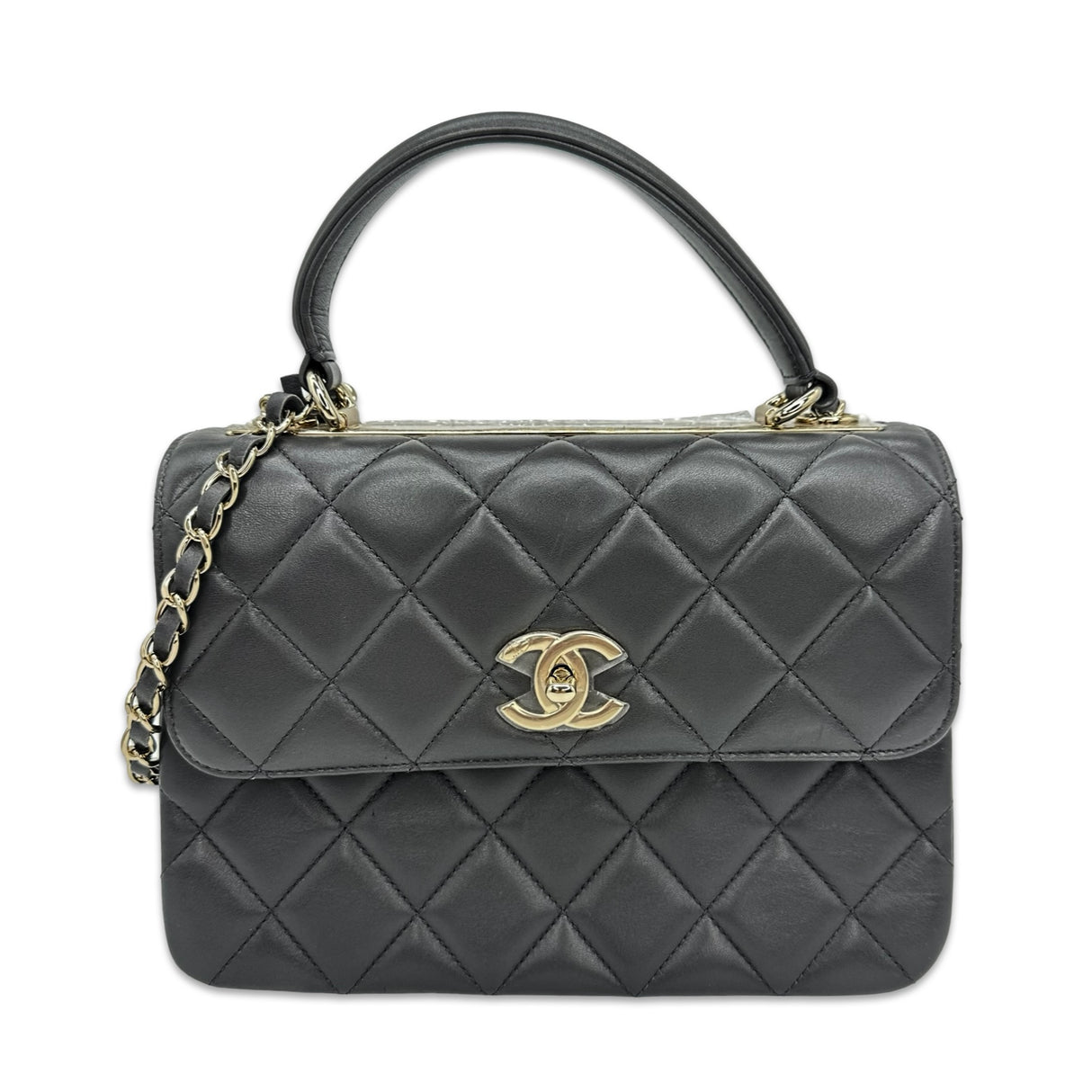 CHANEL: Quilted Lambskin Small Trendy Top Handle Flap Bag