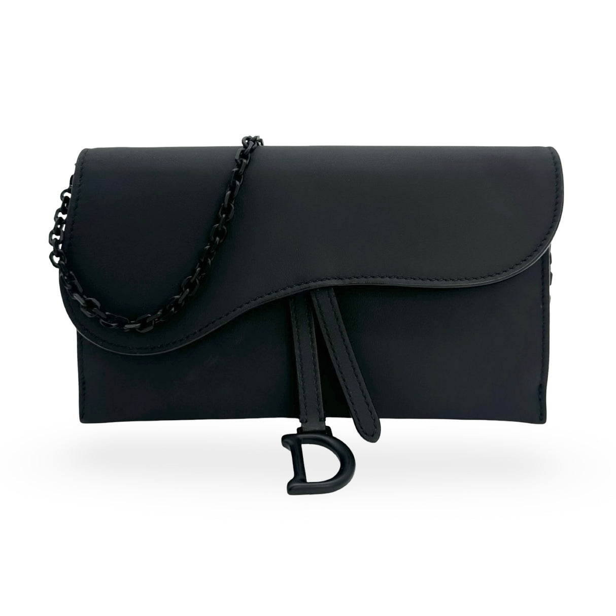CHRISTIAN DIOR: Ultramatte Long Saddle Wallet with Chain