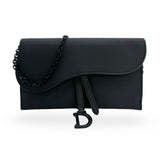 CHRISTIAN DIOR: Ultramatte Long Saddle Wallet with Chain