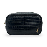 SAINT LAURENT: Croc Embossed Tiny Cassandre Cosmetic Pouch