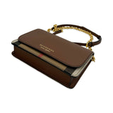 BURBERRY: Grained Leather Hampshire Check Crossbody