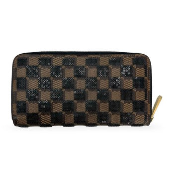 LOUIS VUITTON: Damier Paillettes Ebene Sequin Zippy Wallet