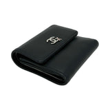 CHANEL: Leather Coco Mark Ski Compact Wallet