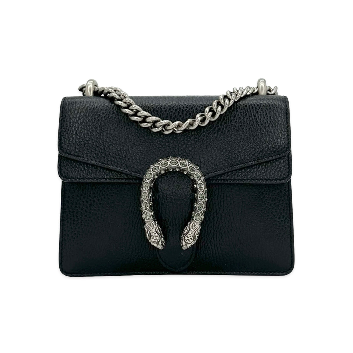 GUCCI: Leather Small Crystal Chain Shoulder Bag