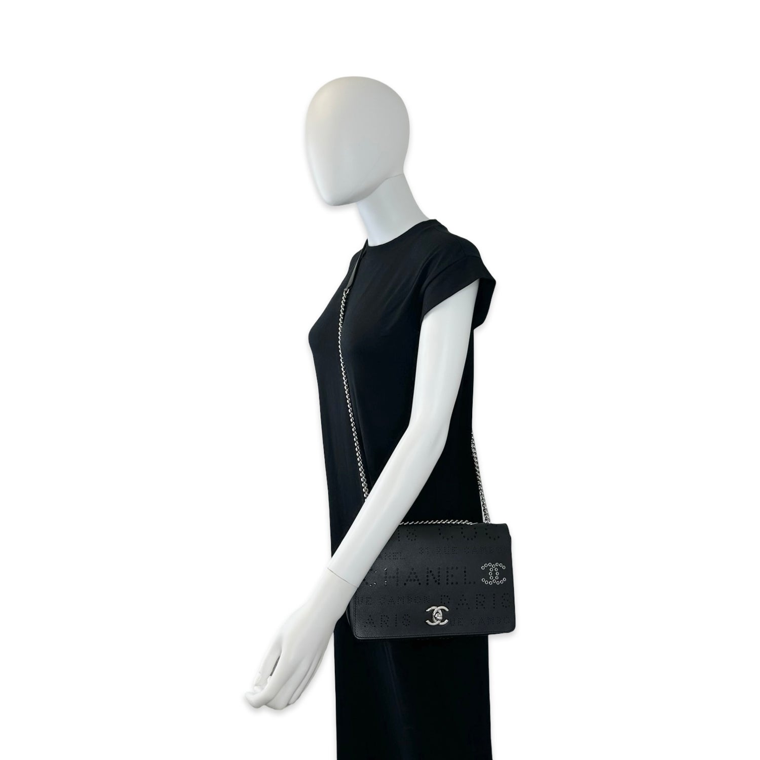 Chanel Calfskin Perforated Logo Eyelets Flap Bag