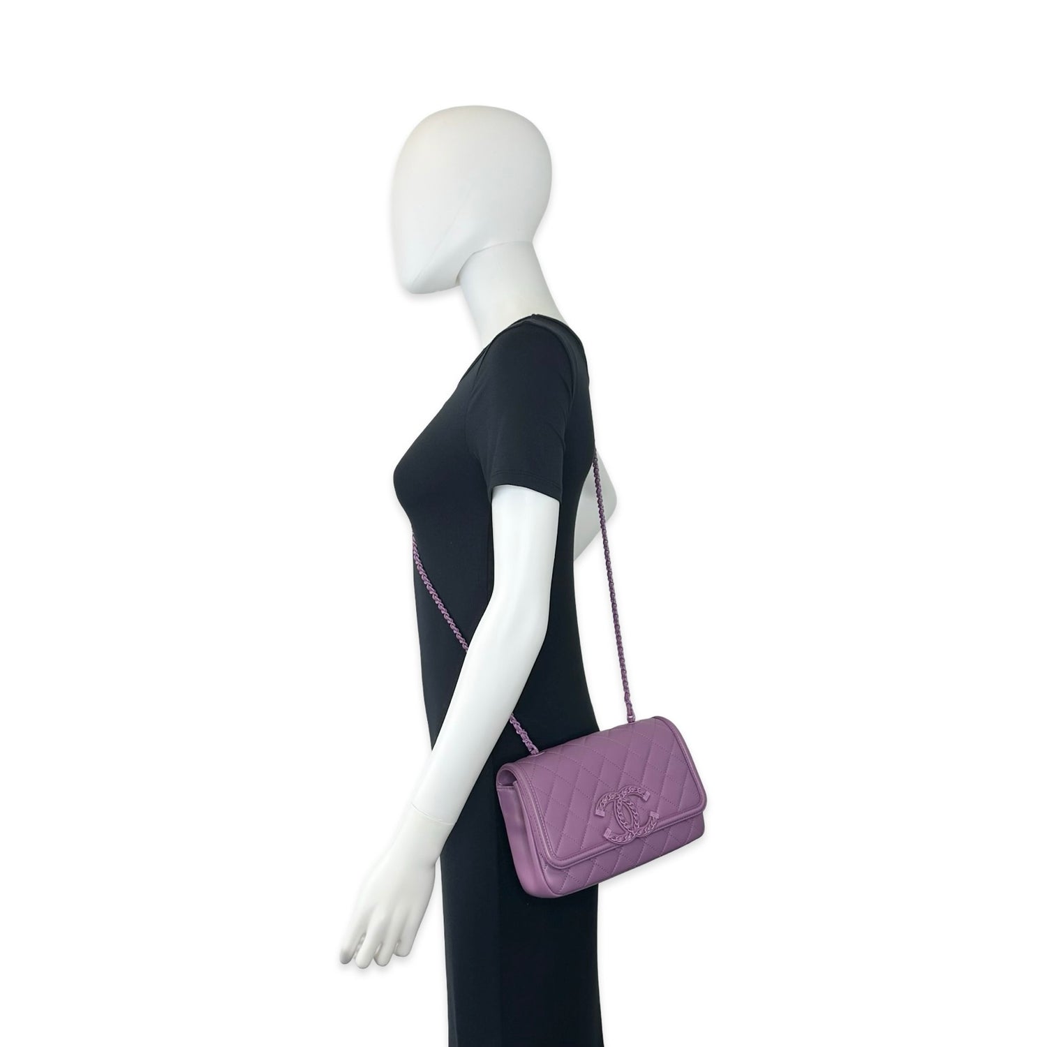 Chanel Quilted Lambskin Monochrome Filigree Small Flap Bag