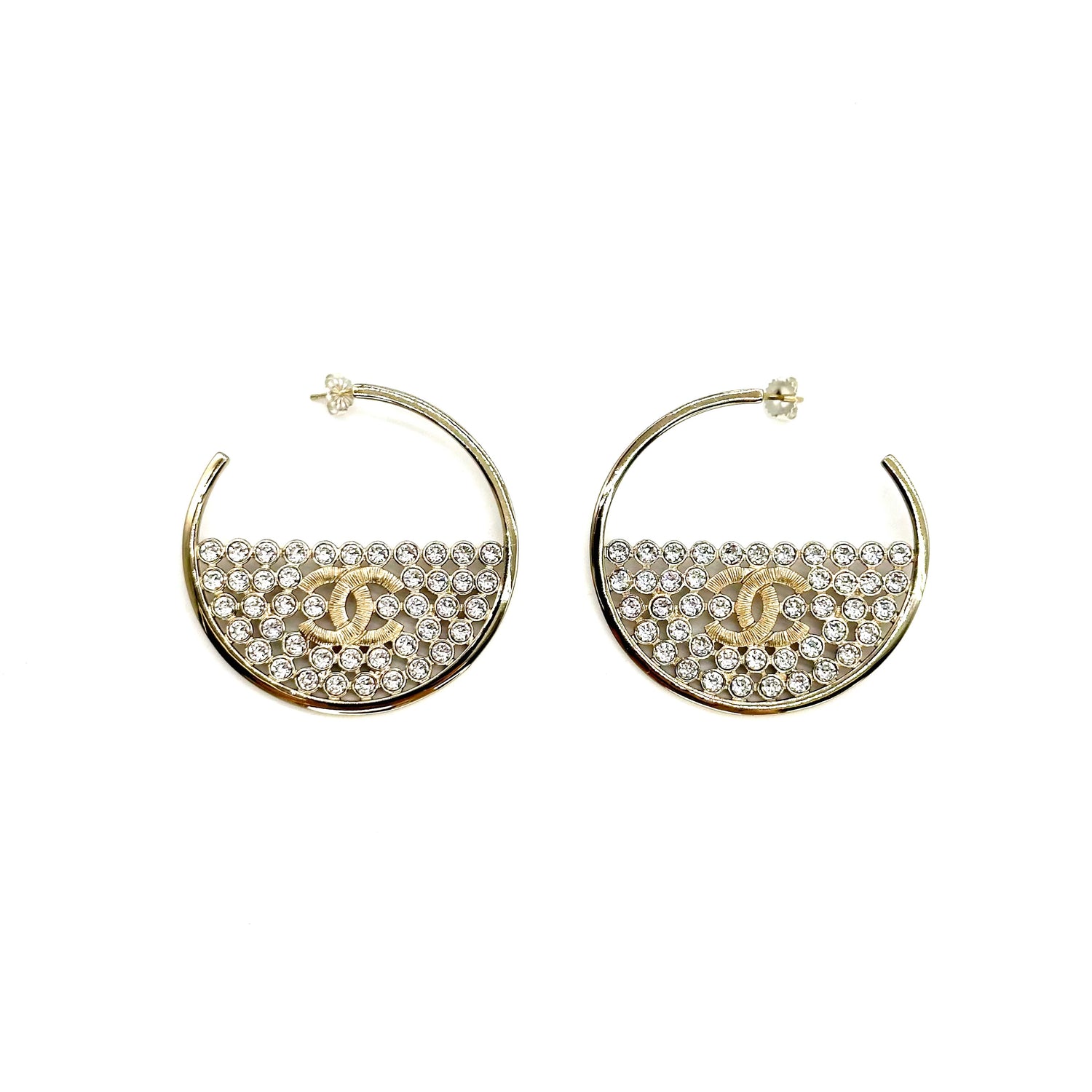 Chanel Crystal Strass Hoop Earrings