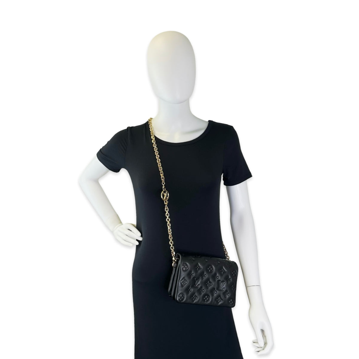 Louis Vuitton Monogram Embossed Lambskin Pochette Coussin