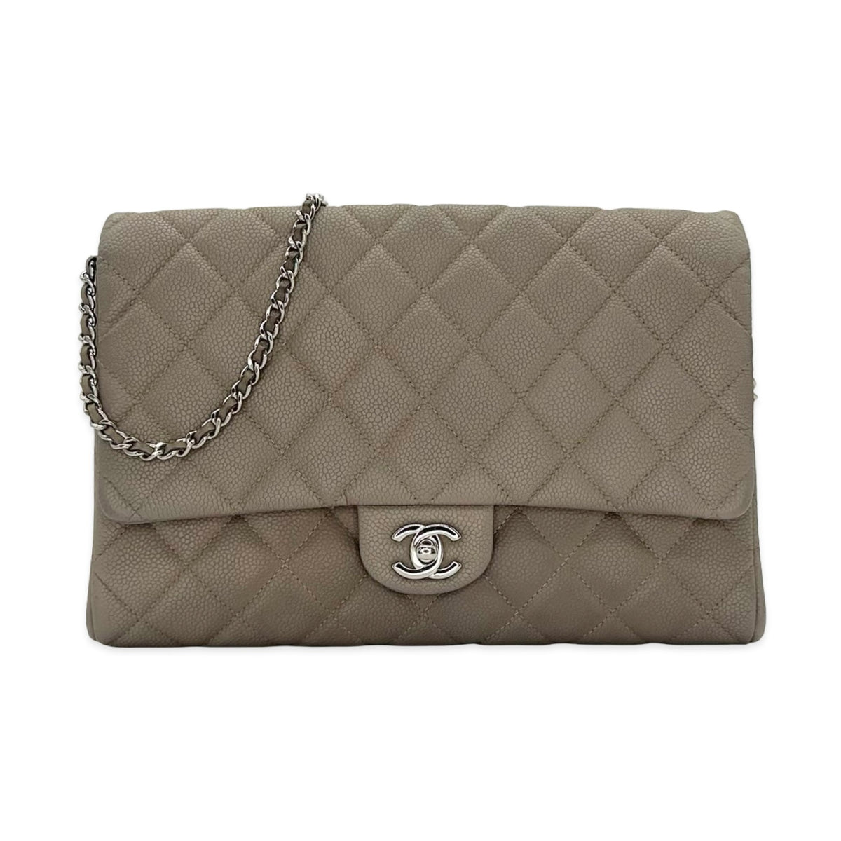 Chanel Quilted Caviar Classic Flap Clutch on Chain