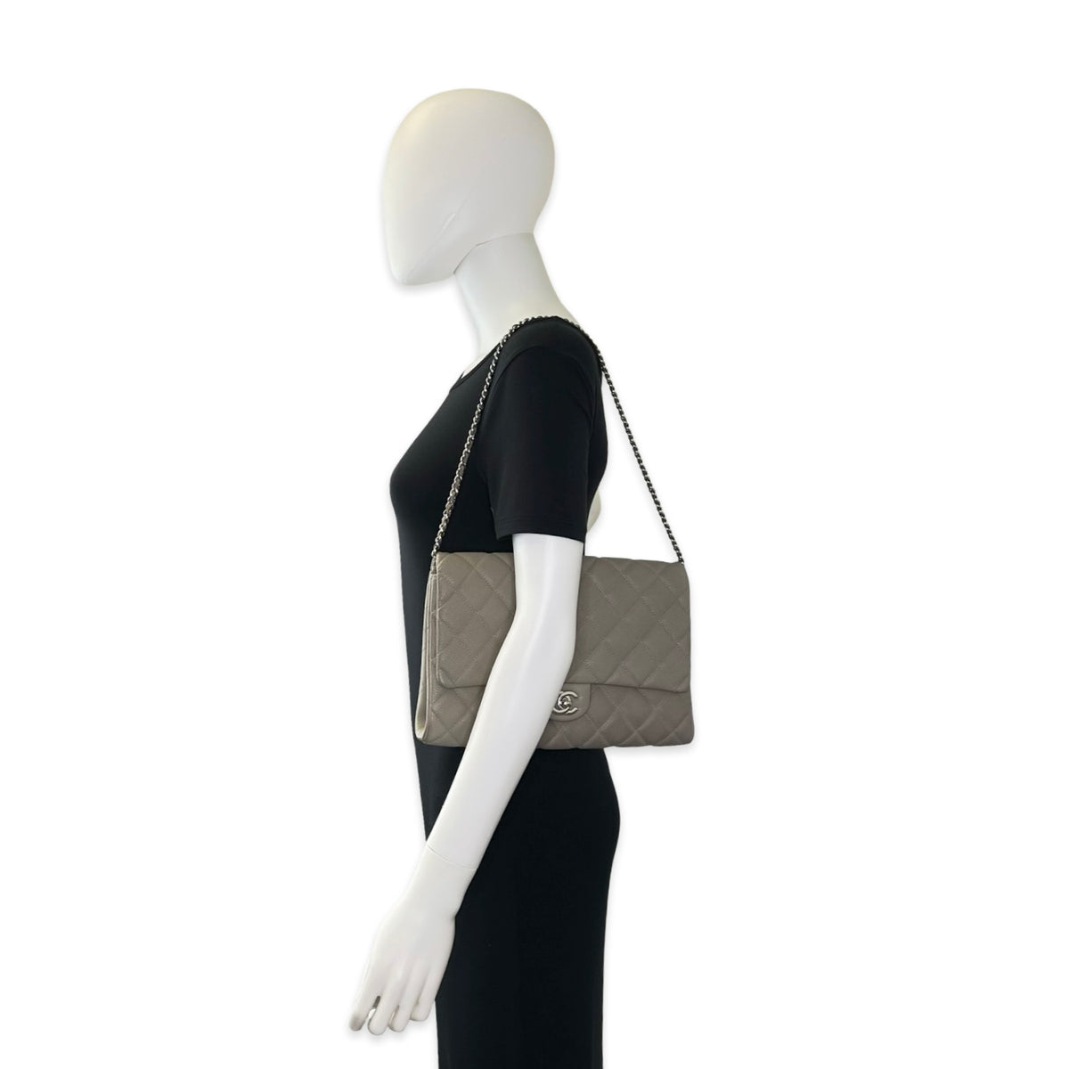 Chanel Quilted Caviar Classic Flap Clutch on Chain