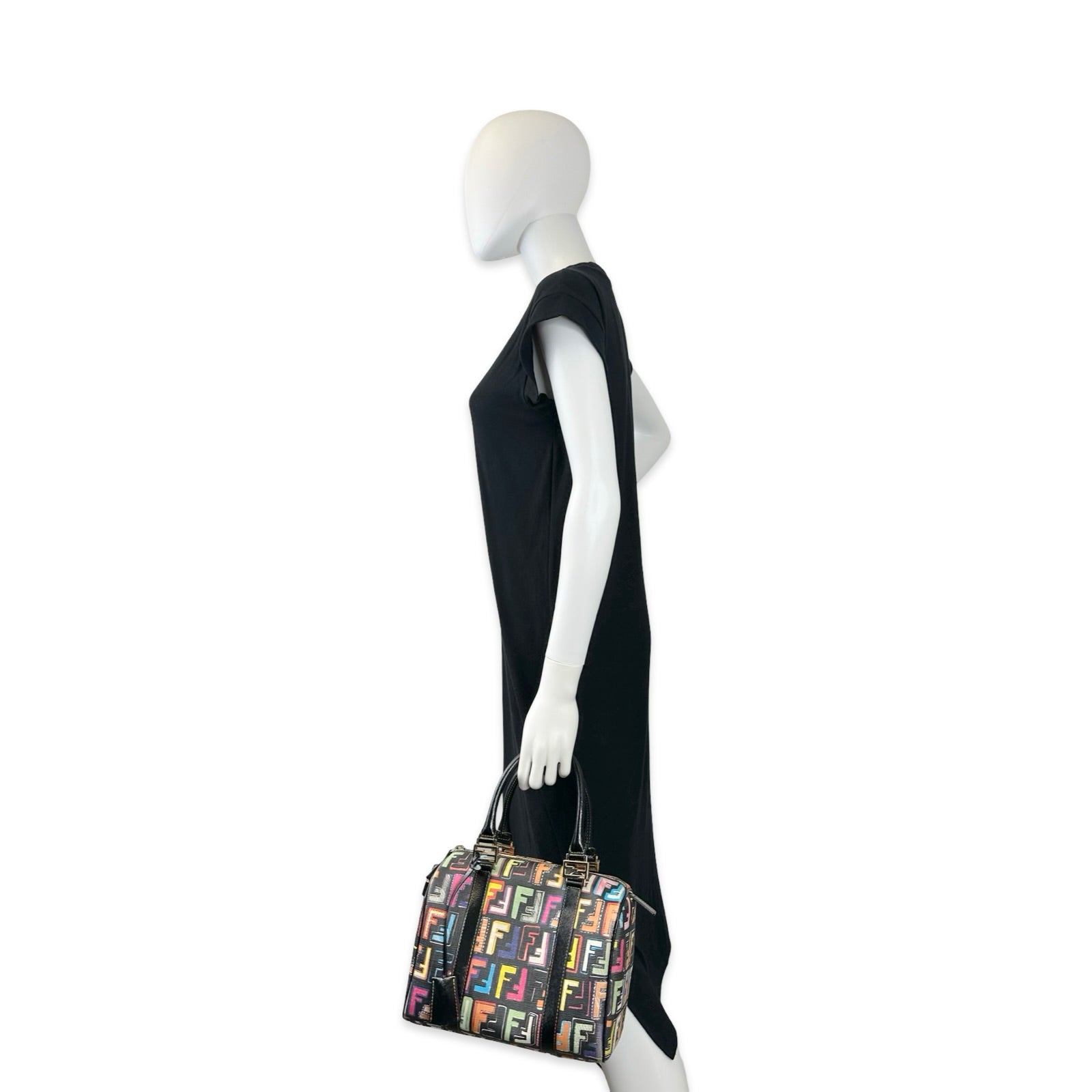 Fendi FF Coated Canvas Spalmati Forever Boston Bag