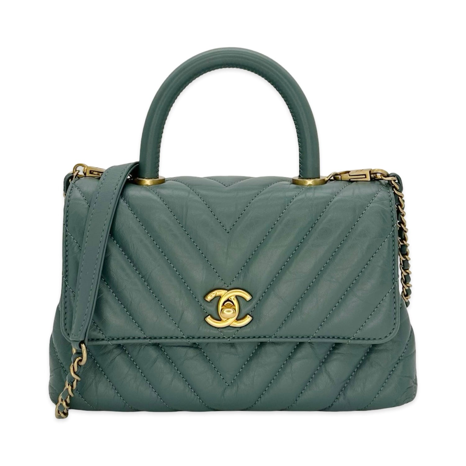 Chanel Quilted Crinkle Leather Mini Coco Top Handle