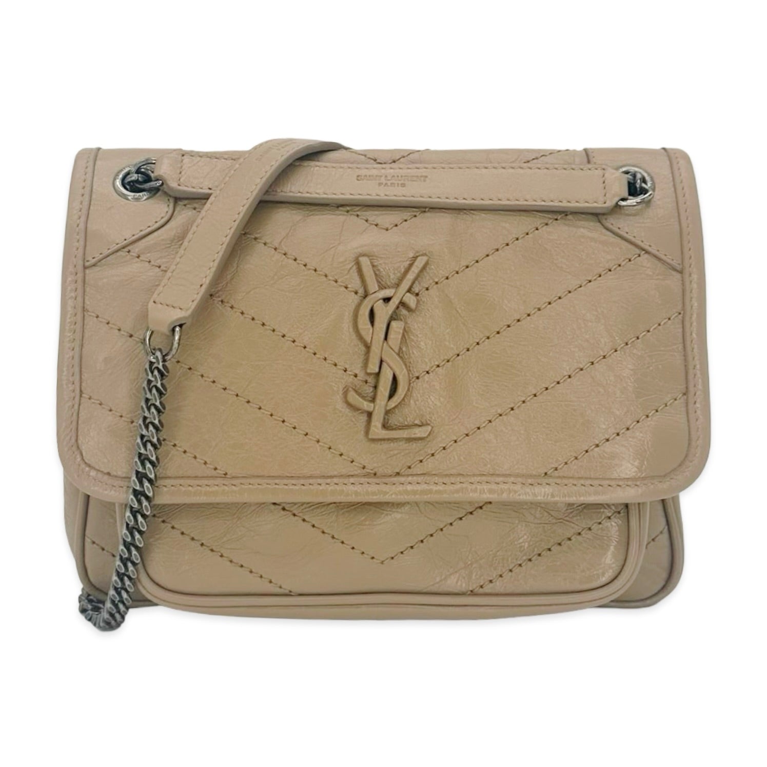 Saint Laurent Quilted Crinkle Calfskin Niki Baby Bag