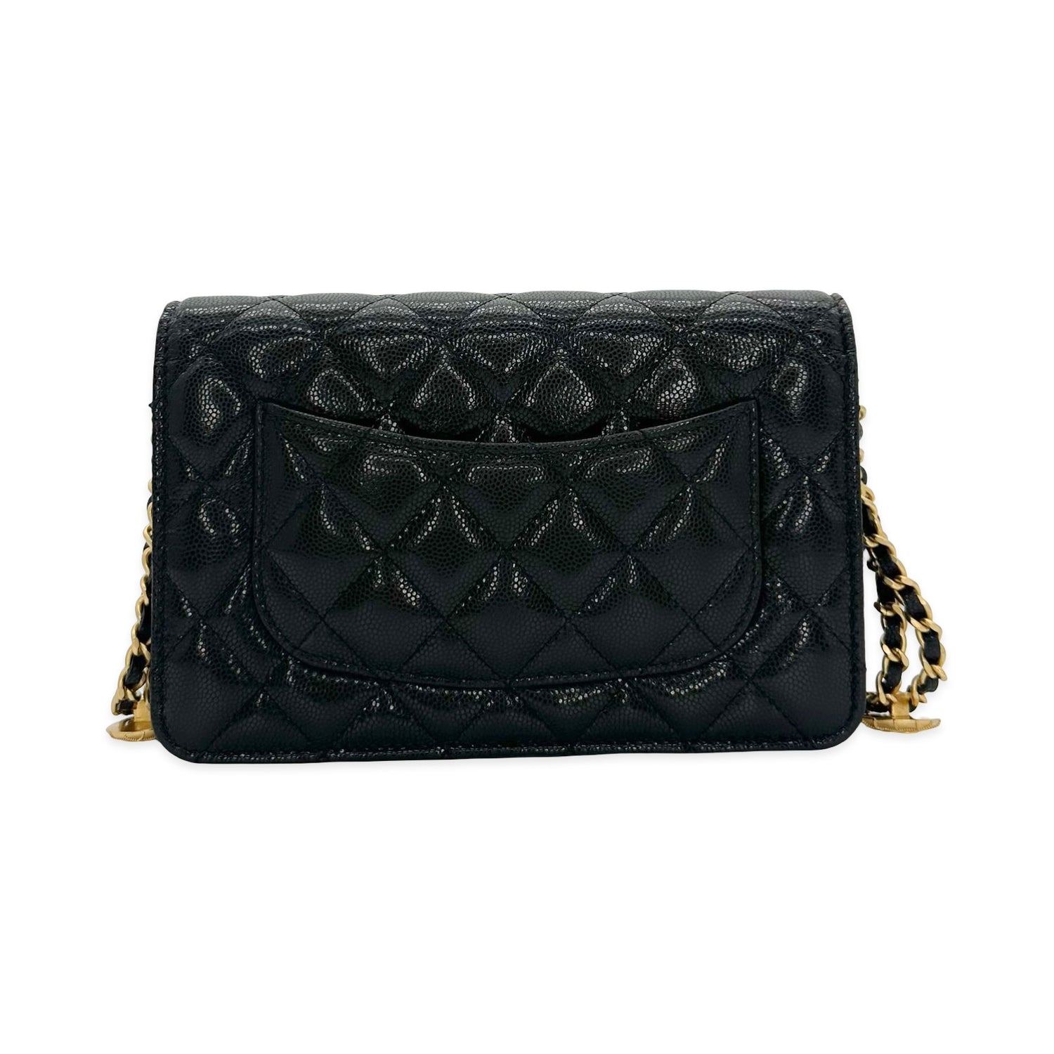 Quilted Caviar Twist Your Buttons Wallet on a Chain
